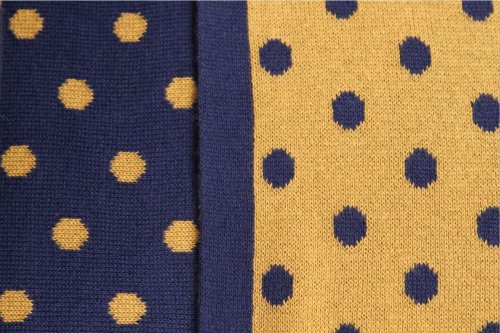 Bio Baumwoll Strick - Punkte - blau/senf